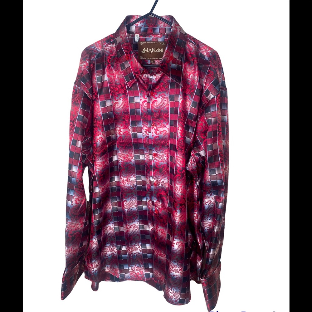 MANZINI Men’s Paisley Button Down Shirt 2XL Never Worn